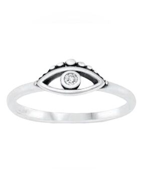 New Sterling Silver Handmade Bohemian Solid Eye Of God Sapphire Minimalist Ring